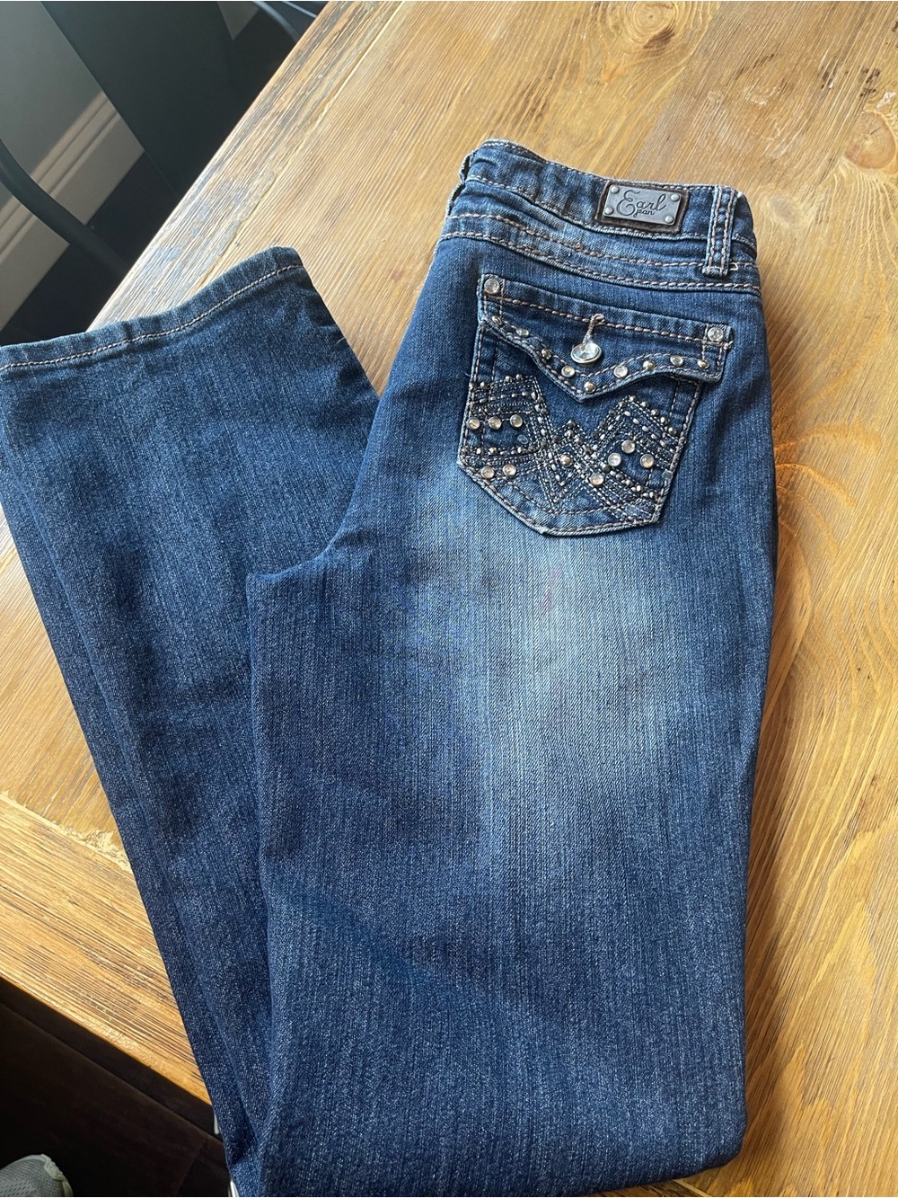 Earl Jeans Embellished Bootcut Jeans | Studded Bling Pockets Y2K Western Size 8